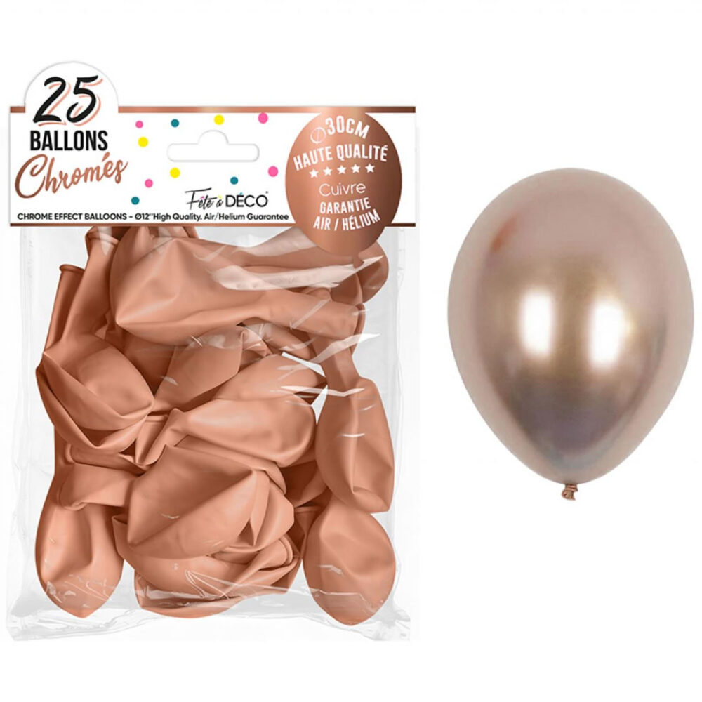 25 BALLONS CUIVRE CHROMÉ