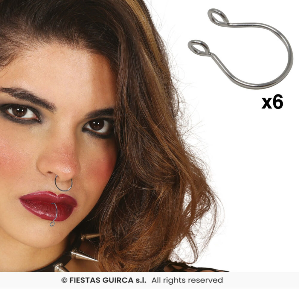 6 PIERCINGS MÉTALLIQUES FALSO