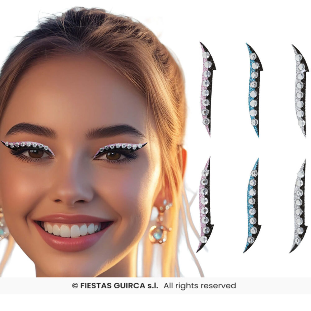 6 STICKERS EYELINER CRISTAUX ADHÉSIFS