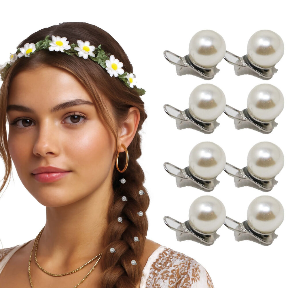 8 PERLES SUR PINCE A CHEVEUX