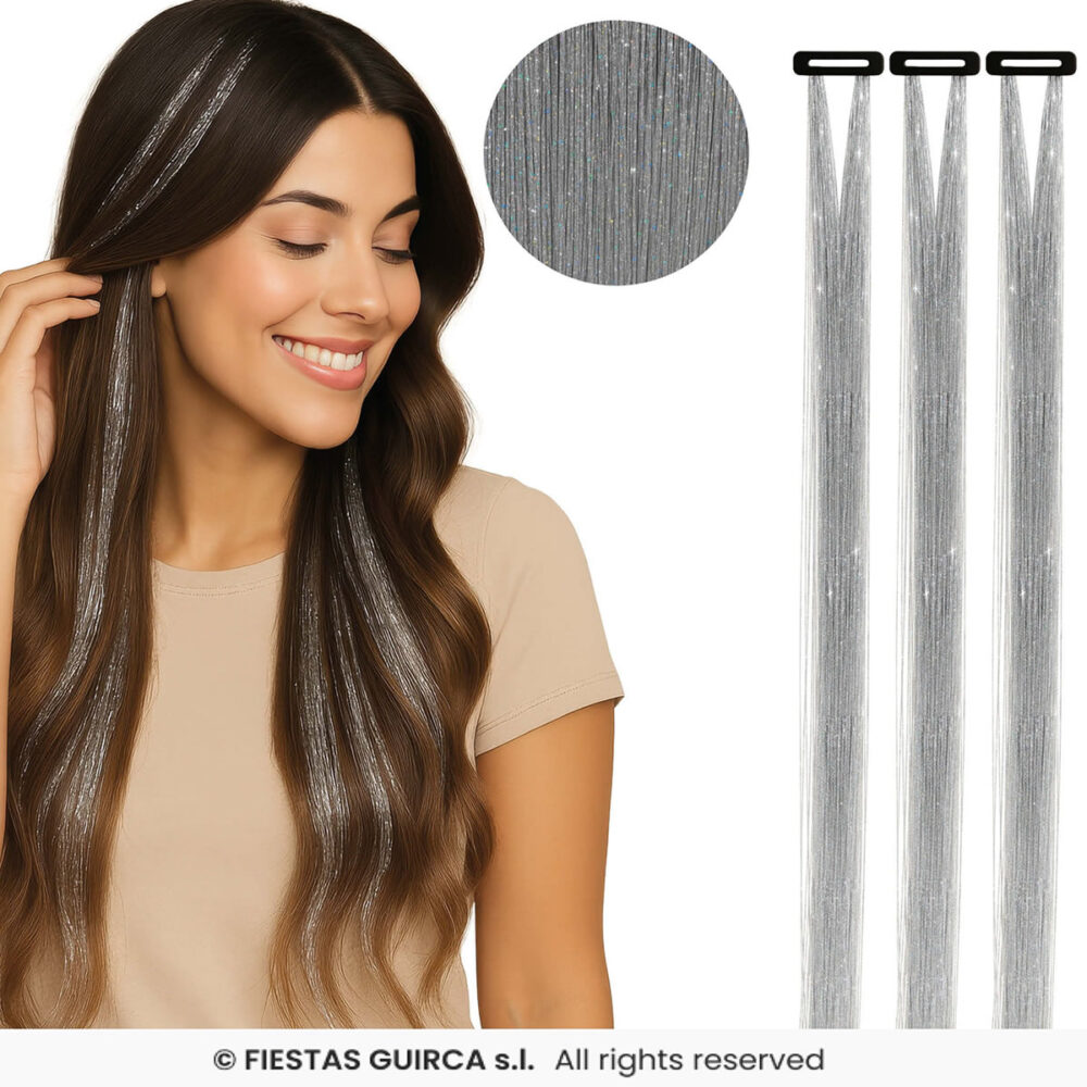 3 MÈCHES GLITTER ARGENT