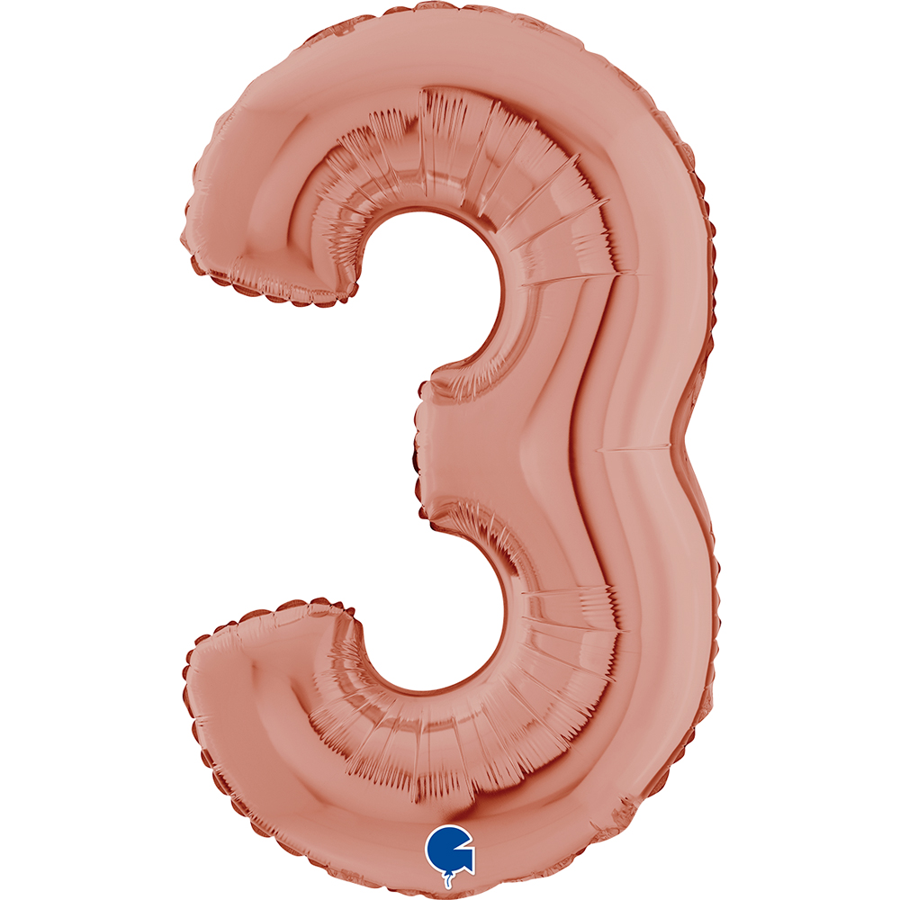 BALLON ALU "CHIFFRE 3" ROSE GOLD