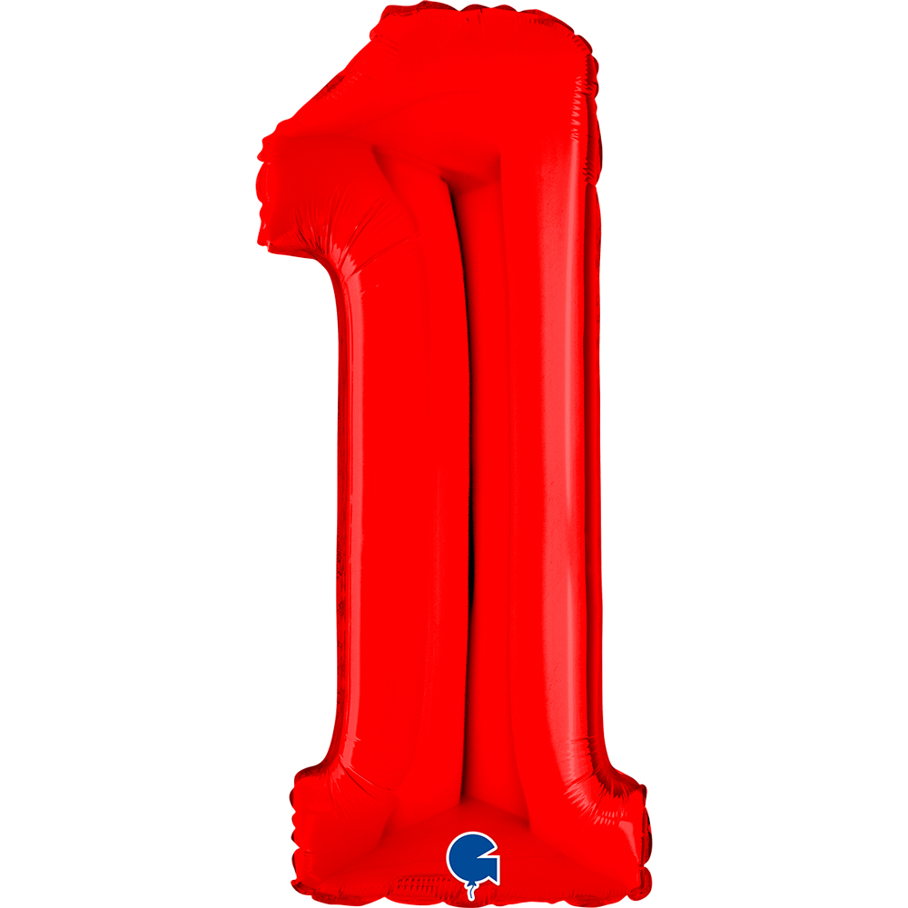 BALLON ALU "CHIFFRE 1" ROUGE