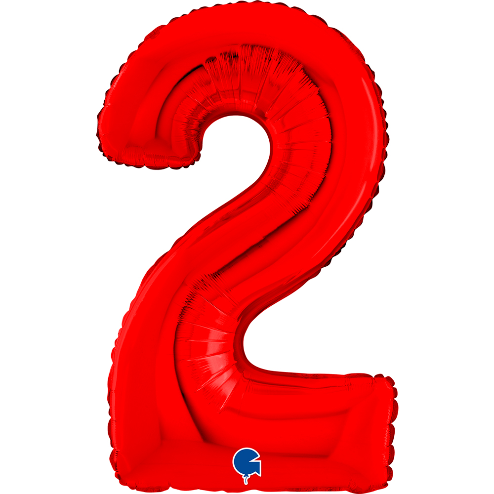 BALLON ALU "CHIFFRE 2" ROUGE