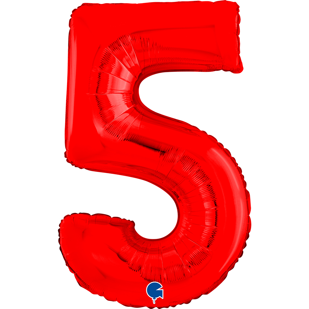 BALLON ALU "CHIFFRE 5" ROUGE