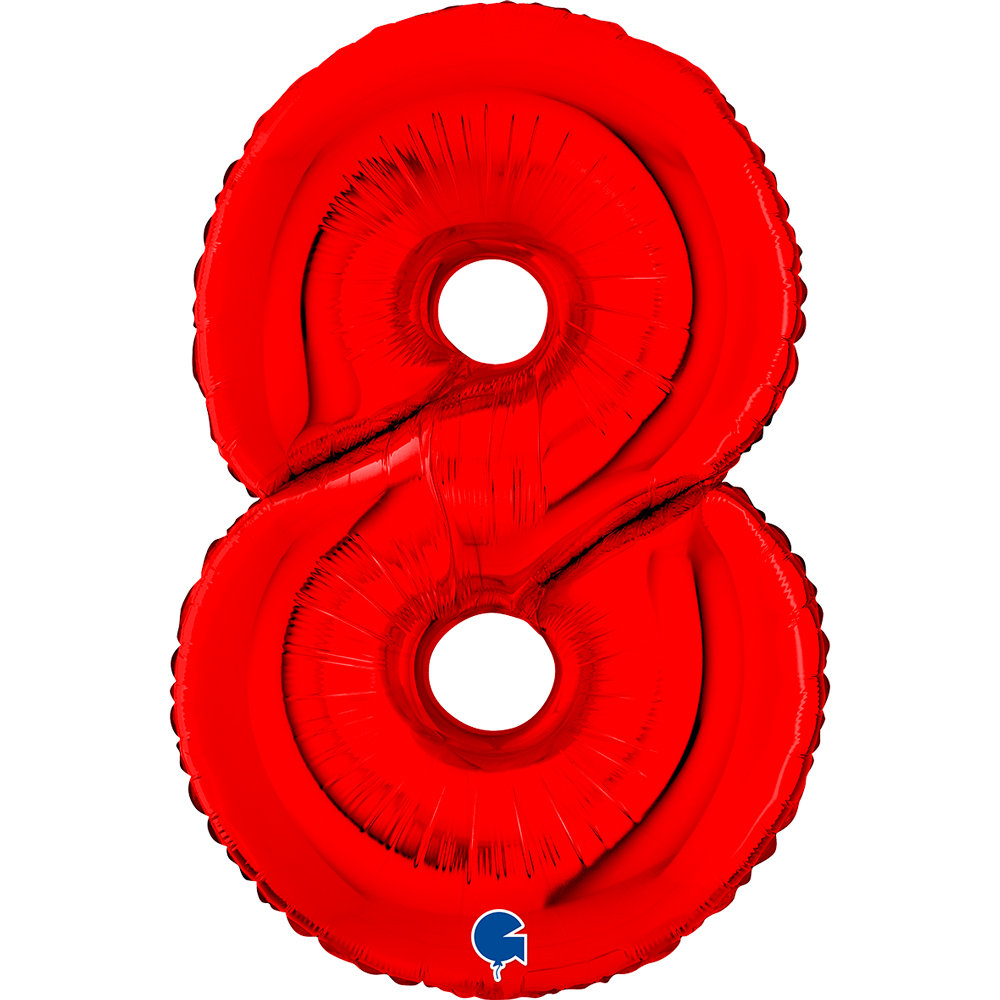BALLON ALU "CHIFFRE 8" ROUGE
