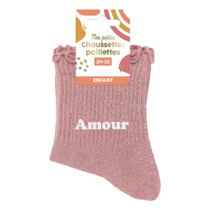 CHAUSSETTES AMOUR (6/10 ANS) PAILLETTES