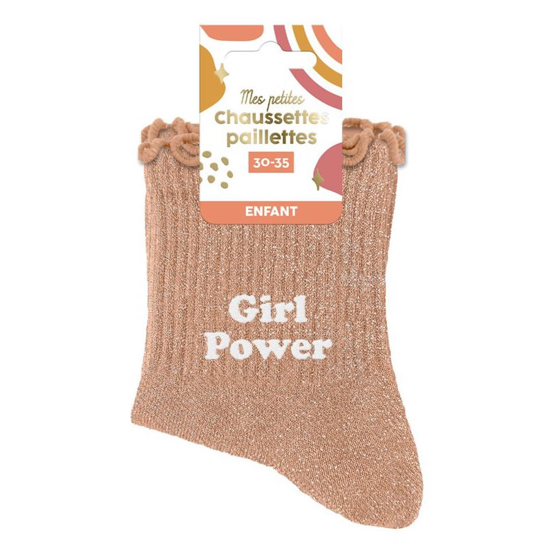 CHAUSSETTES GIRL POWER (6/10 ANS) PAILLETTES