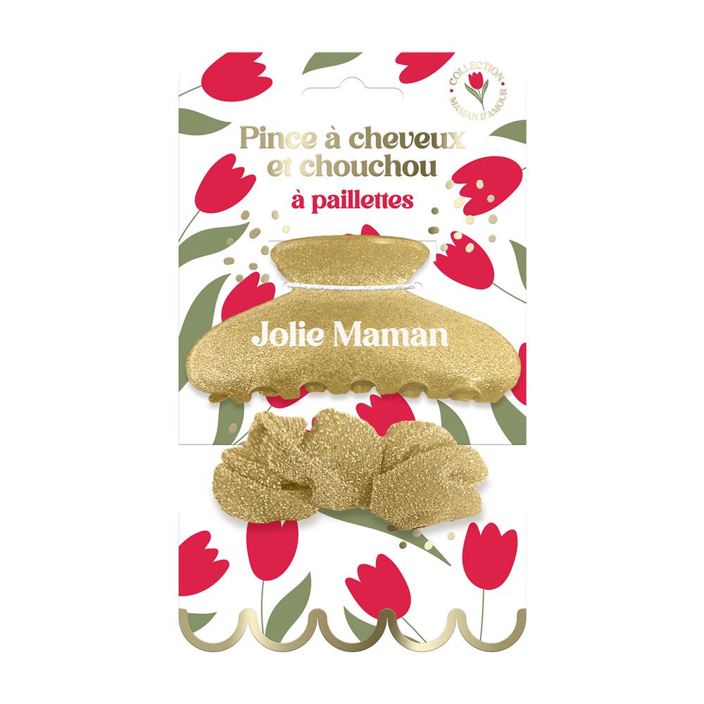 PINCE CHEVEUX ET CHOUCHOU PAILLETTES MAMAN