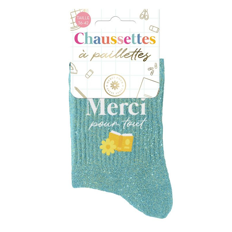 CHAUSSETTES PAILLETTES MERCI POUR TOUT