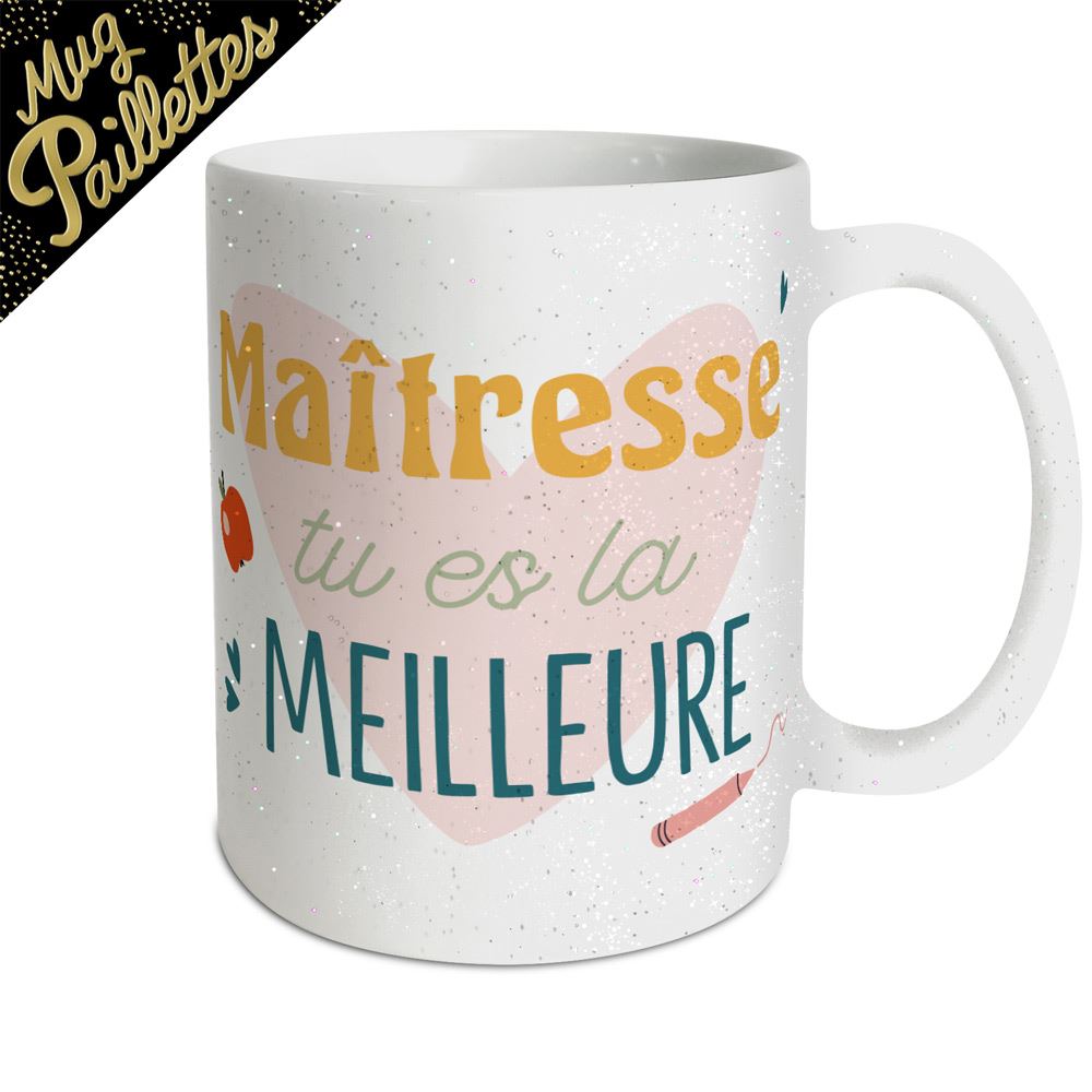 MUG À PAILLETTES MEILLEURE MAÎTRESSE