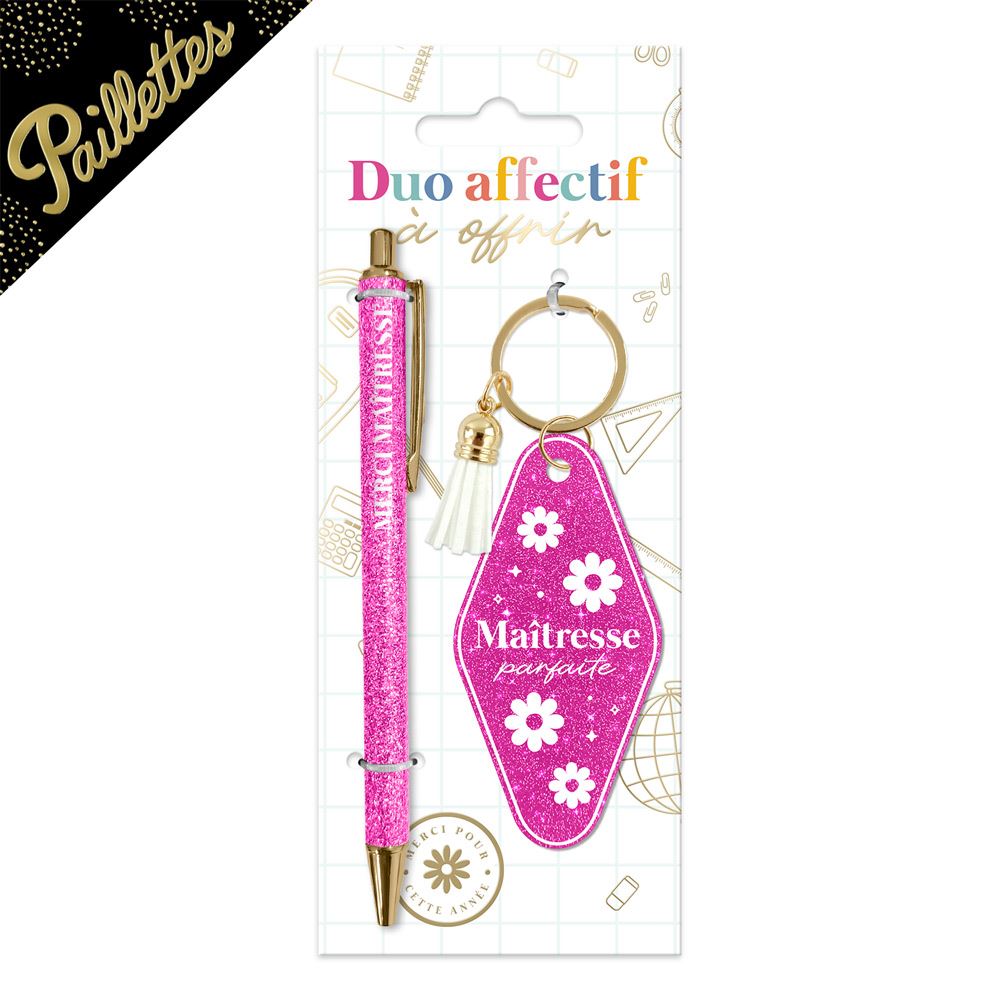 COFFRET STYLO ET PORTE-CLÉS MAÎTRESSE