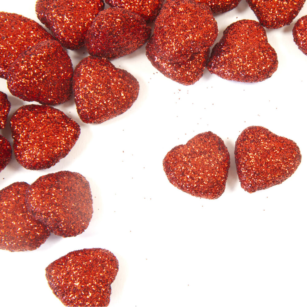 24 COEURS PAILLETÉS ROUGES
