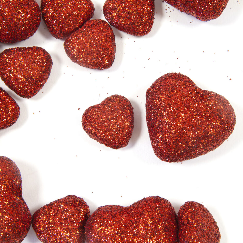 18 COEURS PAILLETÉS ROUGES