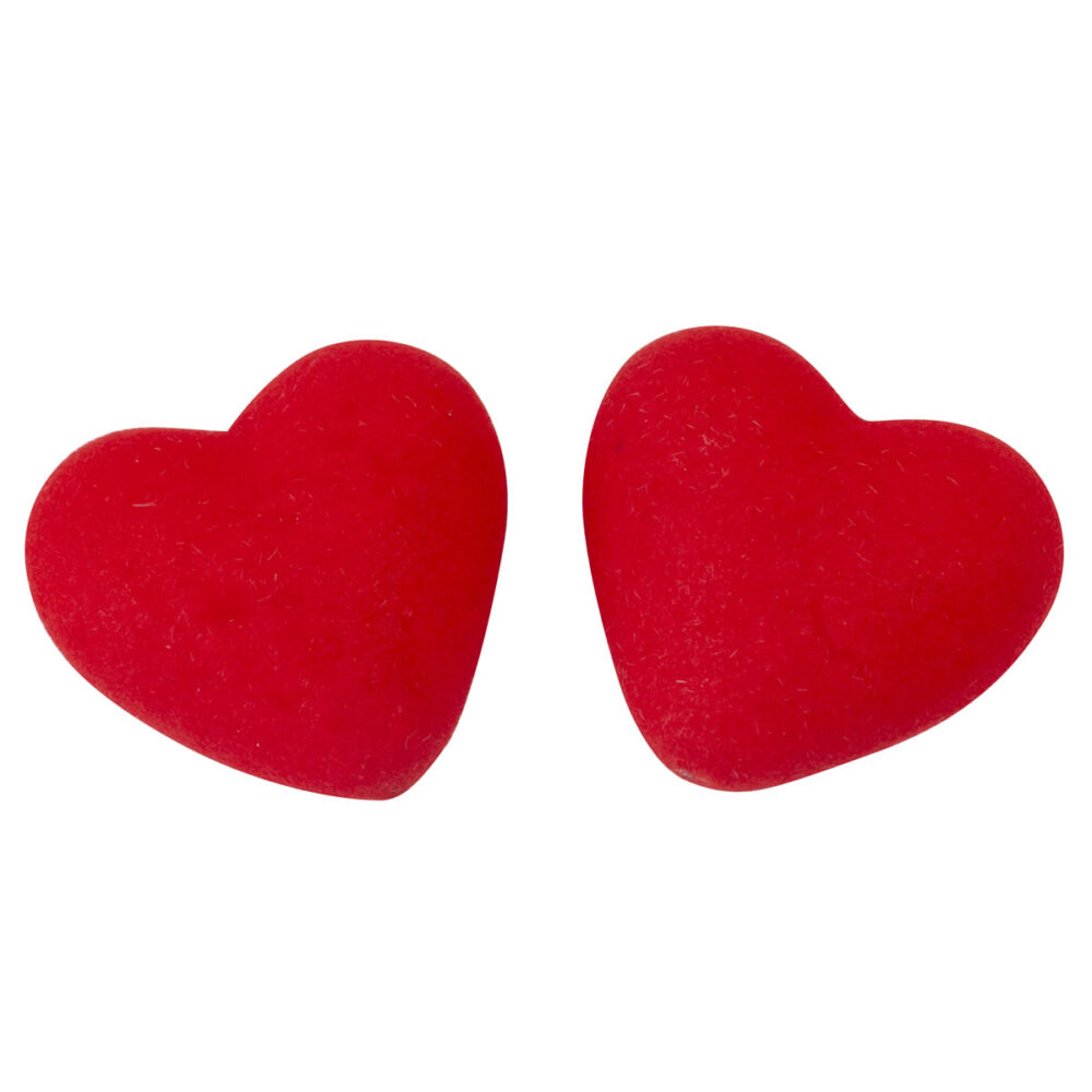 4 COEURS BOMBÉS EN VELOURS ROUGE