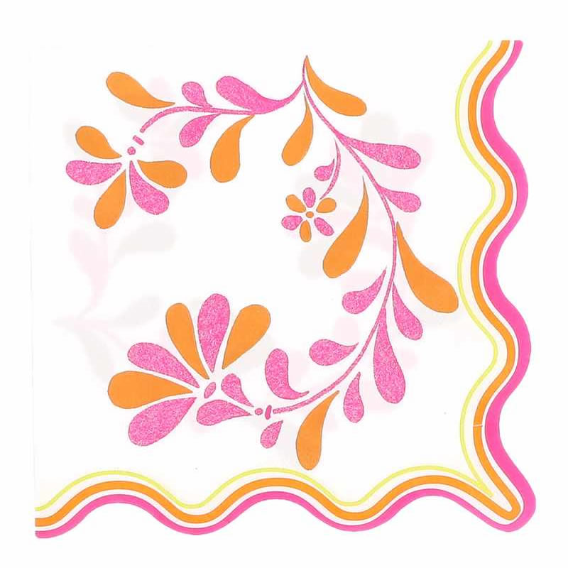 16 SERVIETTES FRAMBOISE ORANGE