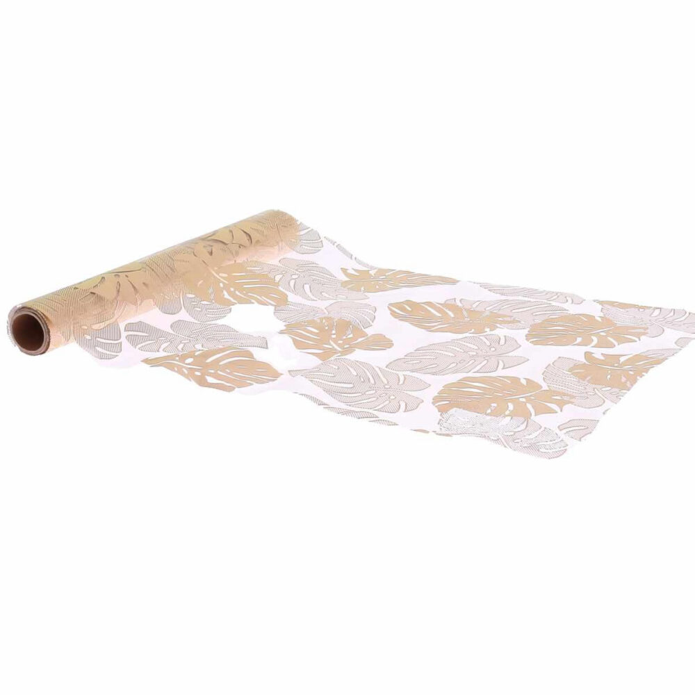 CHEMIN DE TABLE FEUILLES MONSTERA OR