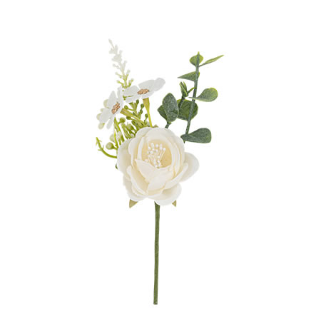 BRANCHE FLEURS IVOIRE VERT OR