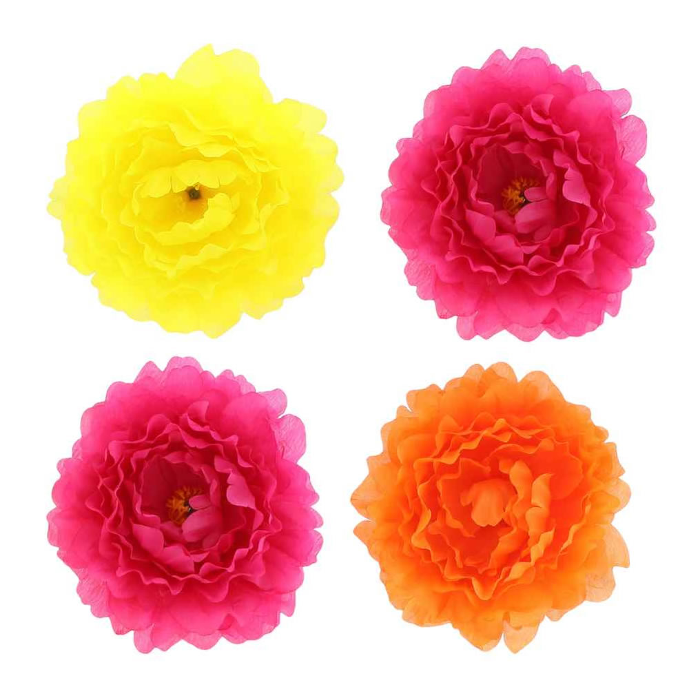 4 PIVOINES FRAMBOISE ORANGE JAUNE