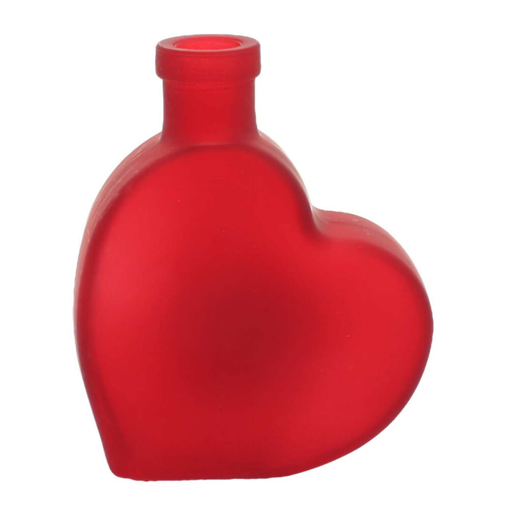 VASE COEUR VERRE GIVRÉ ROUGE