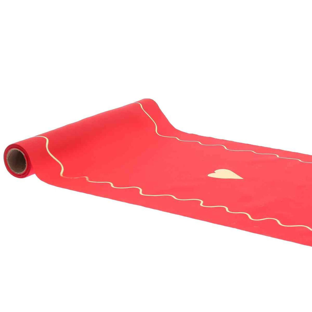 CHEMIN DE TABLE ROUGE CŒUR OR