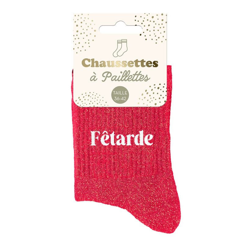 CHAUSSETTES PAILLETTES FETARDE ROUGE
