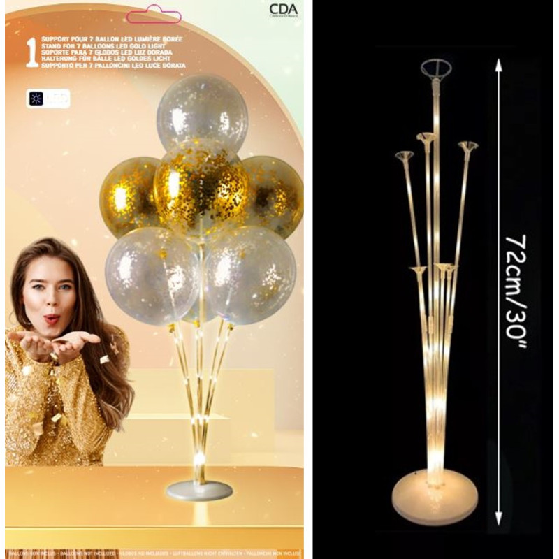 SUPPORT 7 BALLONS LED BLANC CHAUD