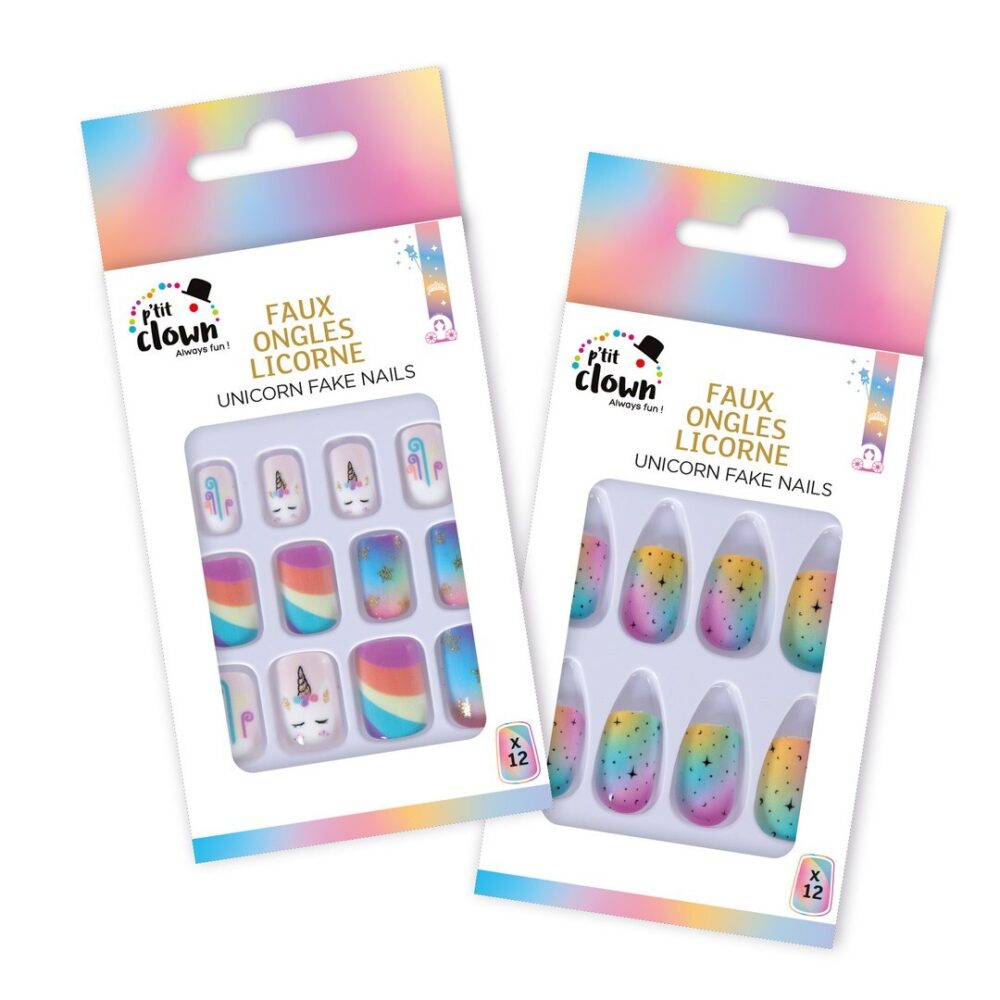 FAUX ONGLES LICORNE (2 MOD. AU CHOIX)