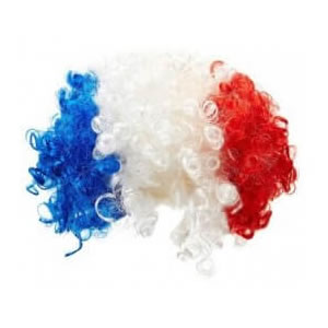 PERRUQUE BOUCLÉE BLEU BLANC ROUGE