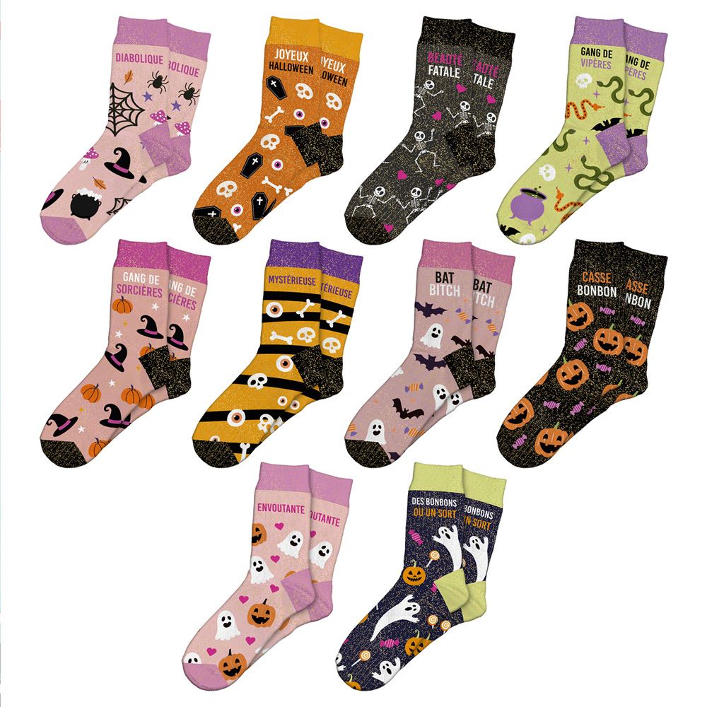 CHAUSSETTES À PAILLETTES HALLOWEEN 10 MODÈLES AU CHOIX