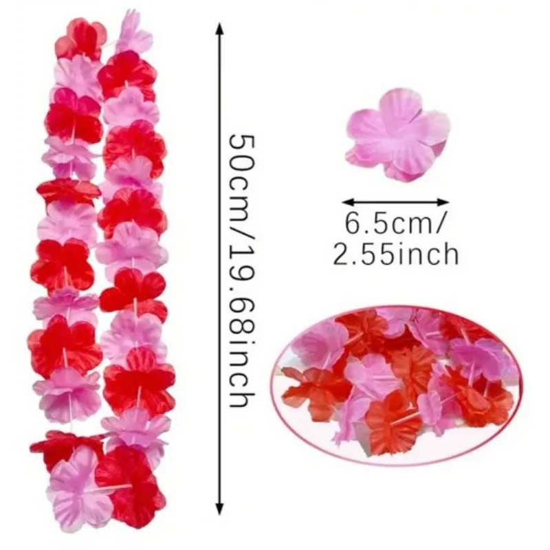 COLLIER FLEURS ROUGES-ROSES (50CM)