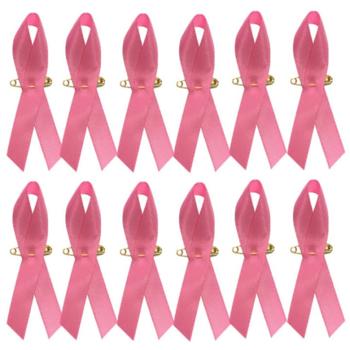 12 RUBANS ÉPINGLES OCTOBRE ROSE (7CM)