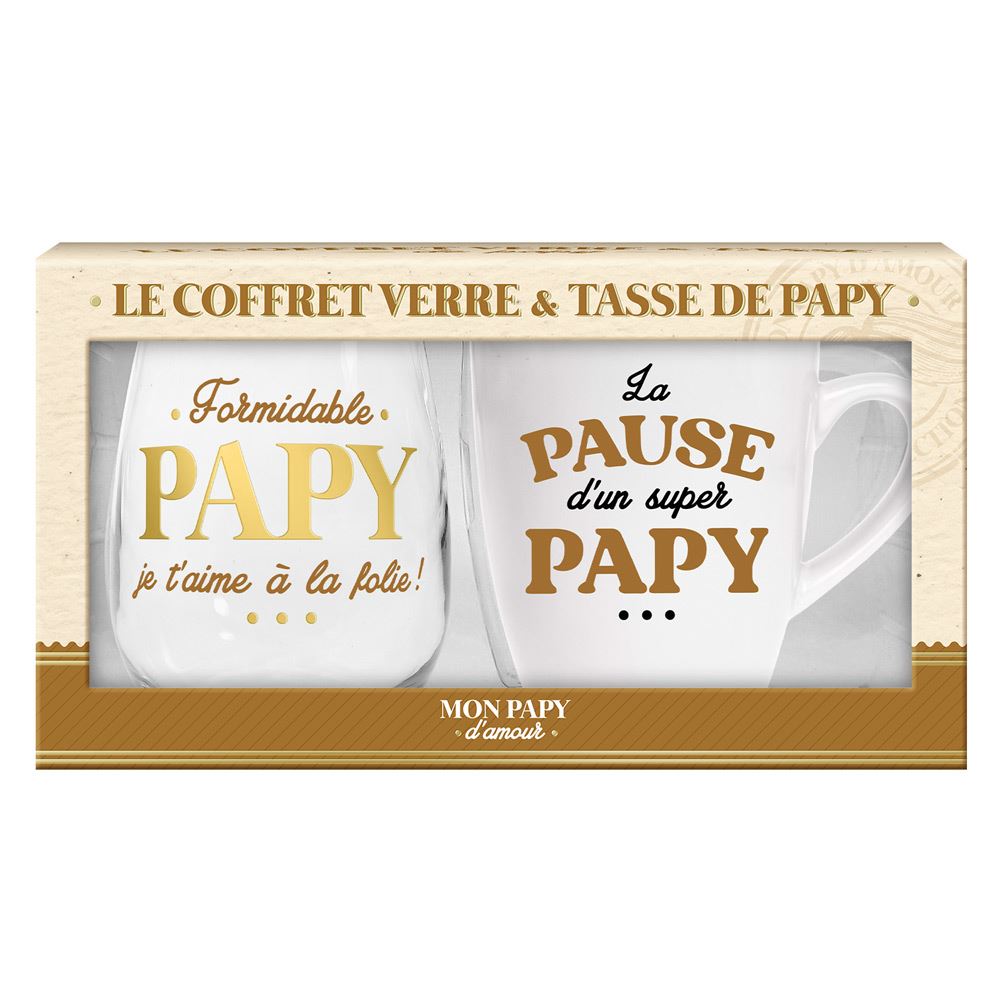 COFFRET VERRE ET TASSE PAPY