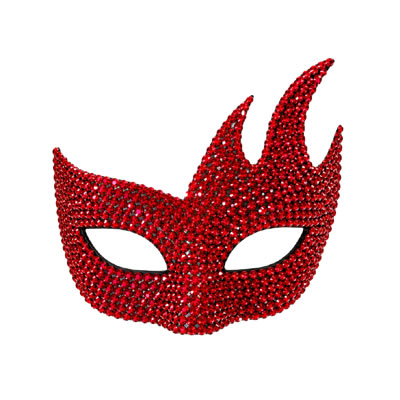DEMI MASQUE STRASS ROUGE